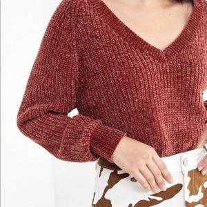 Urban outfitters chenille rust v neck sweater